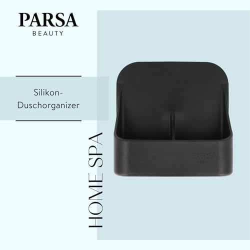 PARSA BEAUTY Silikon Duschablage Organizer schwarz, selbstklebend