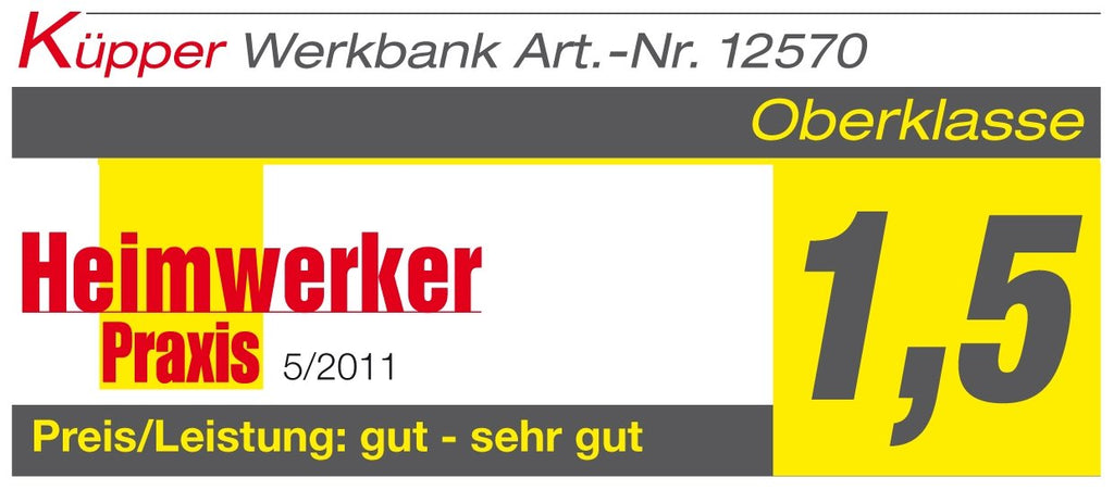 Küpper Werkbank 12577, 170 x 60 x 84 cm, 6 Schubladen, 1 Tür, 300 kg Traglast, 30 mm Massive Buchenarbeitsplatte