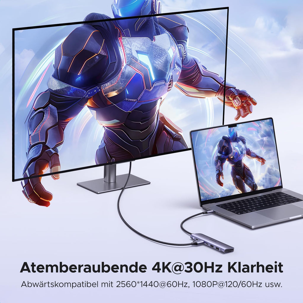UGREEN USB C Hub HDMI 4K, Multiport Adapter mit SD/TF Kartenleser