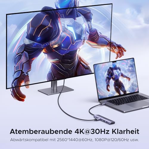 UGREEN USB C Hub HDMI 4K, Multiport Adapter mit SD/TF Kartenleser