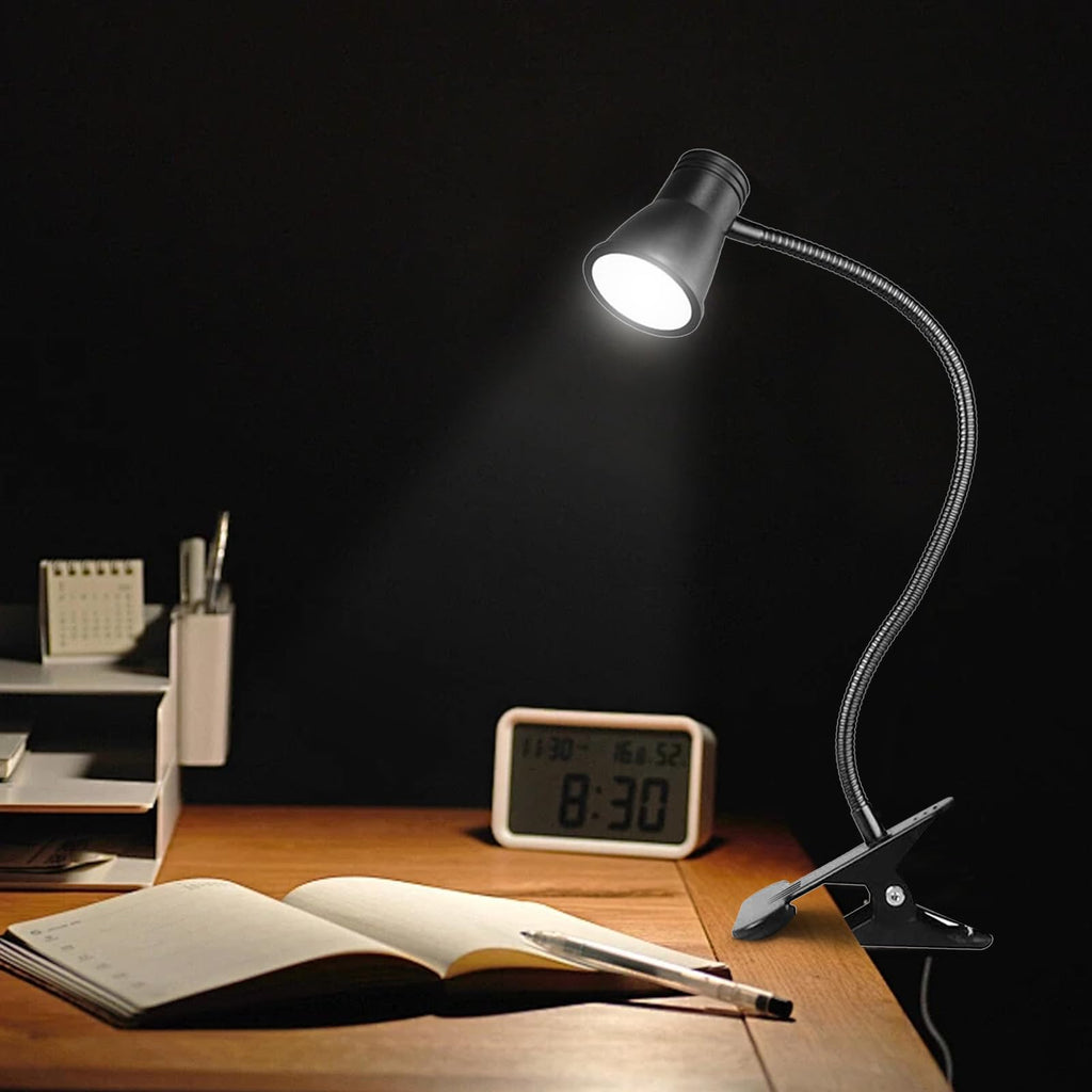 Zoombare LED Leselampe Klemmleuchte: Dimmbare Klemmlampe Bett, USB Schwanenhals Lampe mit 3 Farbtemperaturmodi, LED Klemmleuchte Nachttisch, für Schlafzimmer und Nachttisch, Schwarz