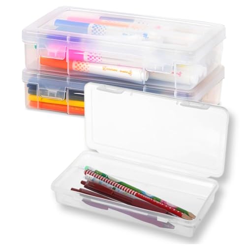 Stapelbare Stiftebox, 3 Stück Aufbewahrung Stifte, Durchsichtige Bleistiftboxen, Stapelbare Aufbewahrungsbox, Aufbewahrungsbox für Kunsthandwerk, Teile, Schule, Familie