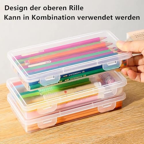 Stapelbare Stiftebox, 3 Stück Aufbewahrung Stifte, Durchsichtige Bleistiftboxen, Stapelbare Aufbewahrungsbox, Aufbewahrungsbox für Kunsthandwerk, Teile, Schule, Familie