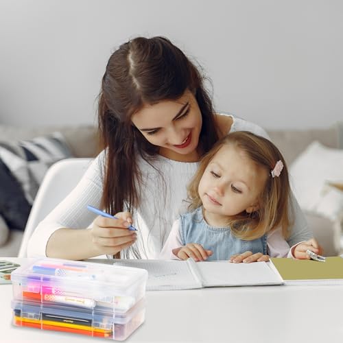 Stapelbare Stiftebox, 3 Stück Aufbewahrung Stifte, Durchsichtige Bleistiftboxen, Stapelbare Aufbewahrungsbox, Aufbewahrungsbox für Kunsthandwerk, Teile, Schule, Familie