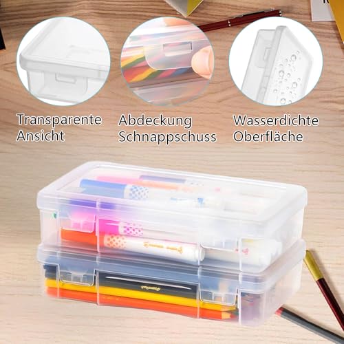 Stapelbare Stiftebox, 3 Stück Aufbewahrung Stifte, Durchsichtige Bleistiftboxen, Stapelbare Aufbewahrungsbox, Aufbewahrungsbox für Kunsthandwerk, Teile, Schule, Familie