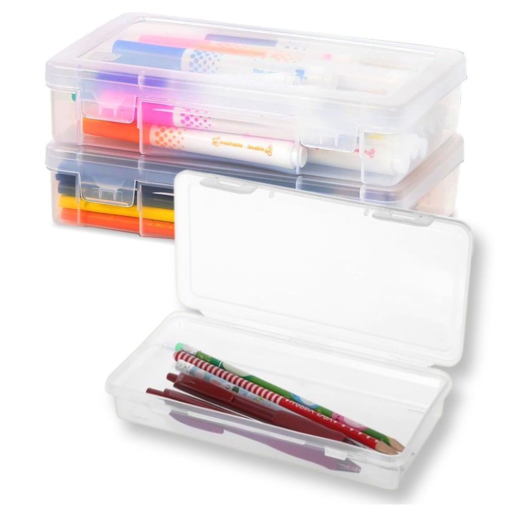 Stapelbare Stiftebox, 3 Stück Aufbewahrung Stifte, Durchsichtige Bleistiftboxen, Stapelbare Aufbewahrungsbox, Aufbewahrungsbox für Kunsthandwerk, Teile, Schule, Familie
