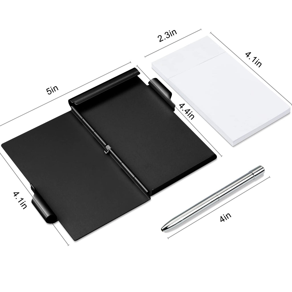 amassan Kleines Notizbuch aus Metall, Mini-Notizblock, kleiner Taschen-Notizblock aus Aluminium mit Mini-Metallstift und 60-Seiten-Blättern - Notizbücher Notizblöcke (Black)