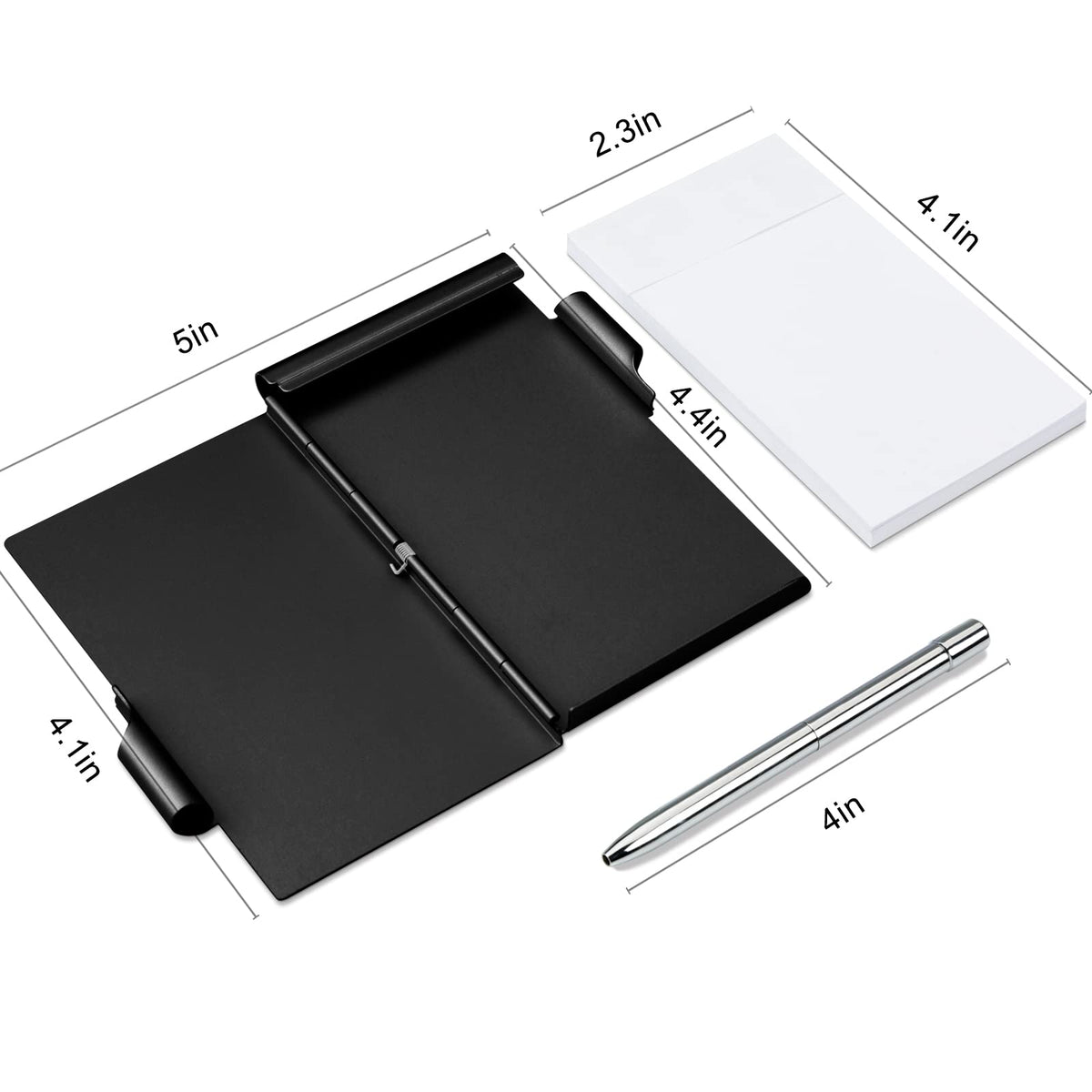 amassan Kleines Notizbuch aus Metall, Mini-Notizblock, kleiner Taschen-Notizblock aus Aluminium mit Mini-Metallstift und 60-Seiten-Blättern - Notizbücher Notizblöcke (Black)