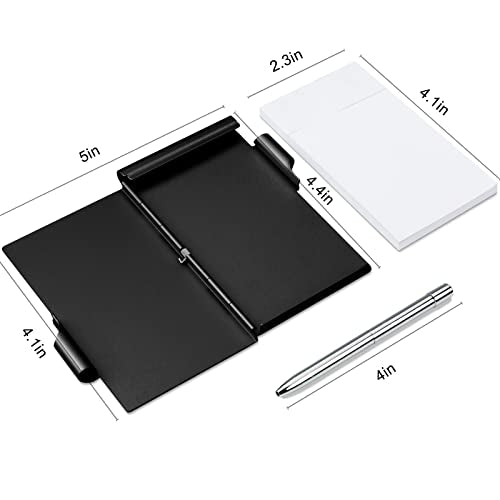 amassan Kleines Notizbuch aus Metall, Mini-Notizblock, kleiner Taschen-Notizblock aus Aluminium mit Mini-Metallstift und 60-Seiten-Blättern - Notizbücher Notizblöcke (Black)