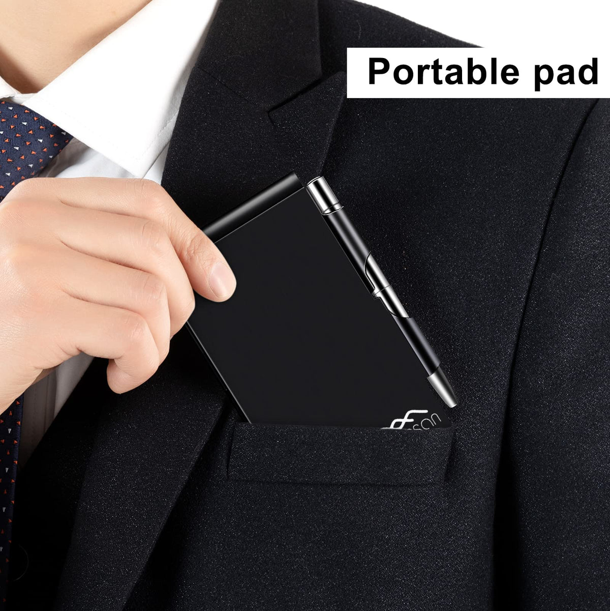 amassan Kleines Notizbuch aus Metall, Mini-Notizblock, kleiner Taschen-Notizblock aus Aluminium mit Mini-Metallstift und 60-Seiten-Blättern - Notizbücher Notizblöcke (Black)