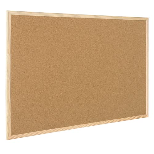 Raylu Paper® - Natürliche Korkplatte mit Rahmen aus Kiefernholz, Pinnwand mit Markierungen und Montageset. (40 x 30 cm)