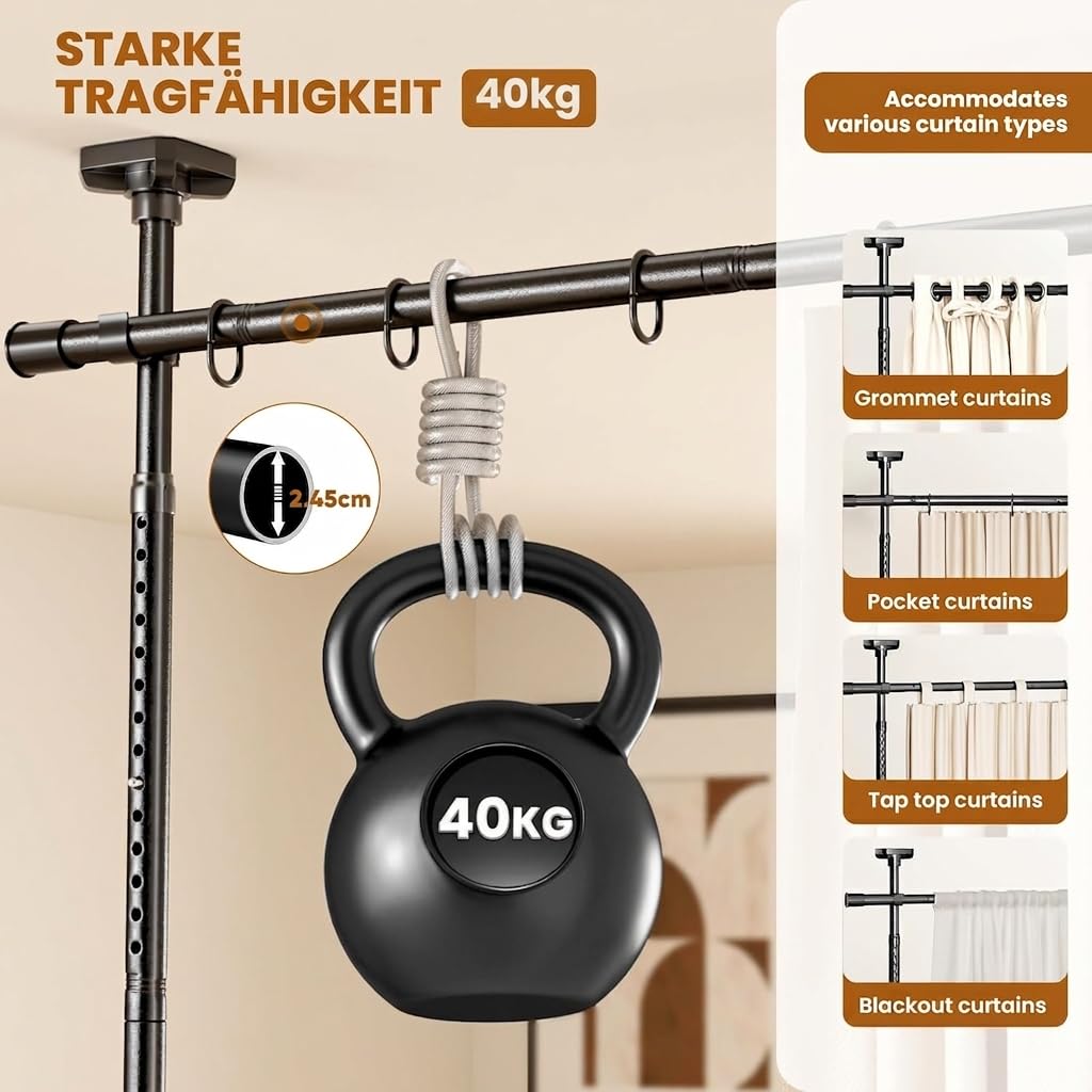Raumteiler Ohne Bohren, Raumtrenner 122-305cm (H) 77-190cm(B) Verstellbar