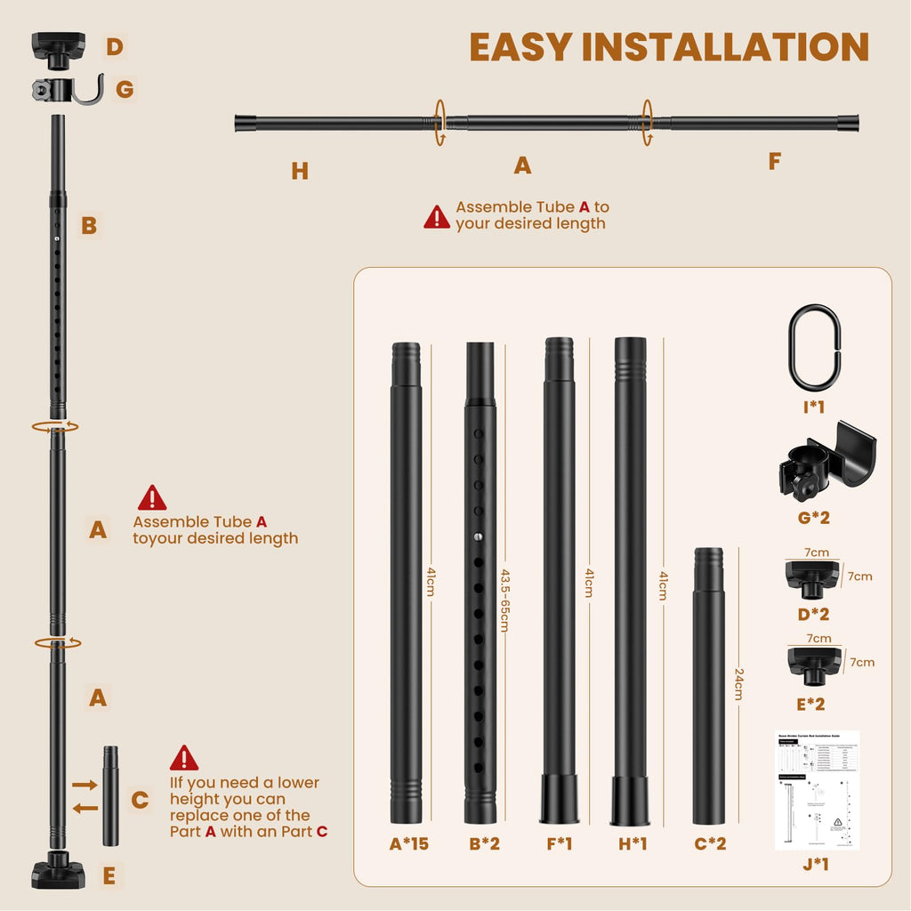 Raumteiler Ohne Bohren, Raumtrenner 122-305cm (H) 77-190cm(B) Verstellbar