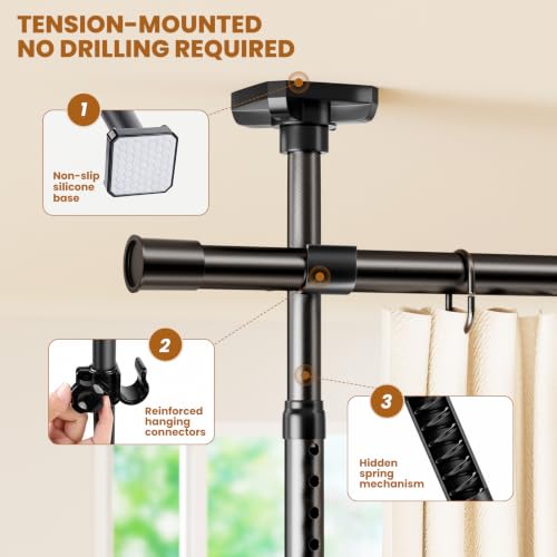 Raumteiler Ohne Bohren, Raumtrenner 122-305cm (H) 77-190cm(B) Verstellbar