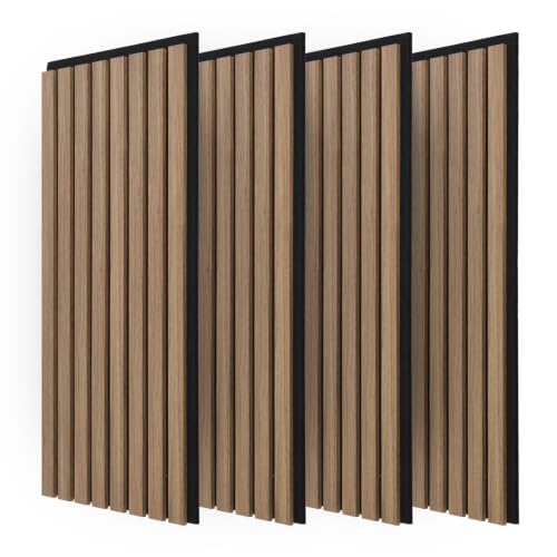 Art3d 4 Stück Akustikpaneele Dunkle Walnuss 3D Wandpaneele 60x30cm