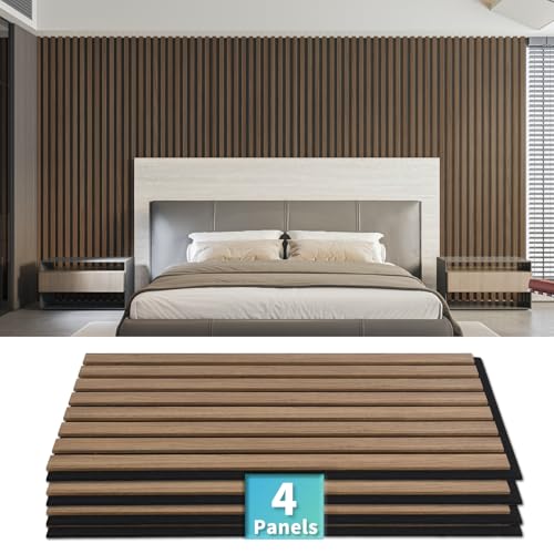 Art3d 4 Stück Akustikpaneele Dunkle Walnuss 3D Wandpaneele 60x30cm