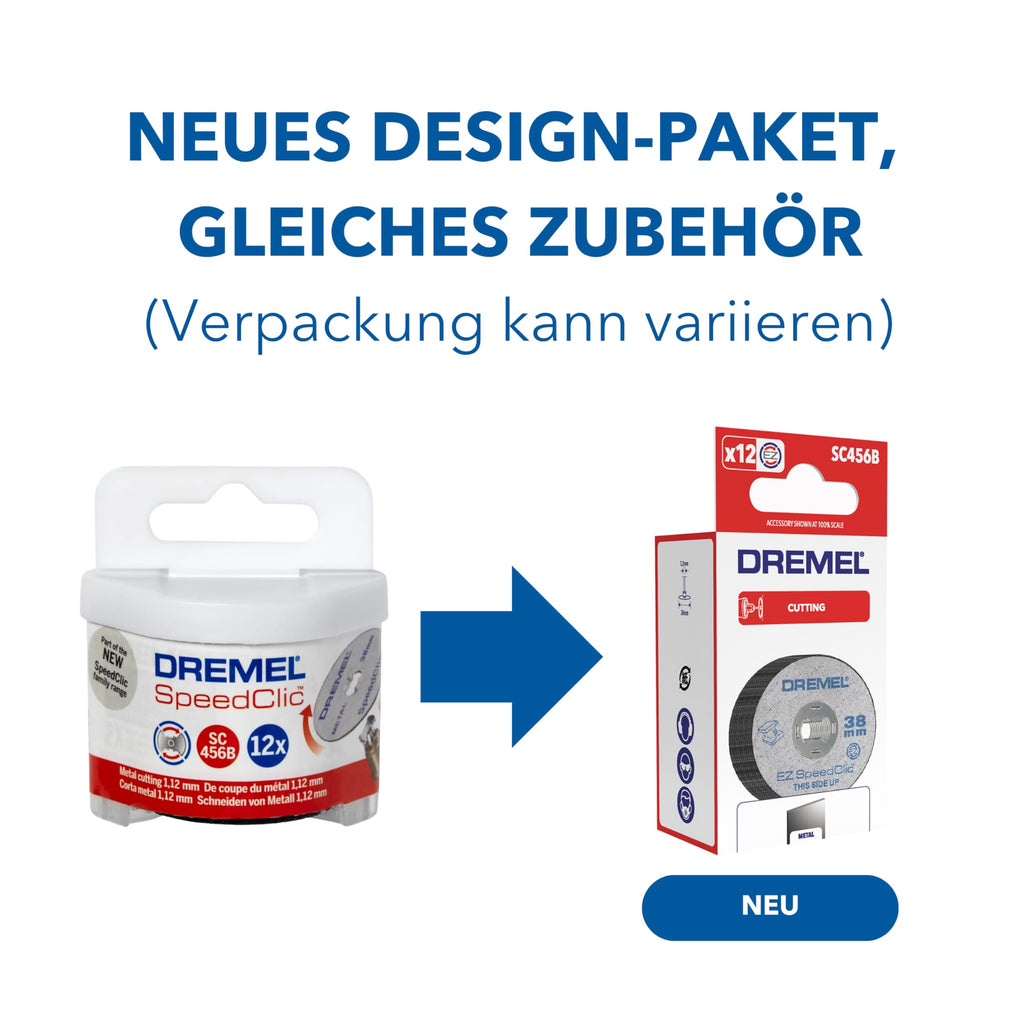 Dremel SpeedClic SC456B Metall-Trennscheiben, Zubehörsatz mit 12 Trennscheiben zum Trennen von Metallrohren, gehärtetem Stahl, Kupfer, Trockenbauplatten u.v.m