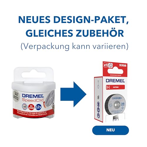 Dremel SpeedClic SC456B Metall-Trennscheiben, Zubehörsatz mit 12 Trennscheiben zum Trennen von Metallrohren, gehärtetem Stahl, Kupfer, Trockenbauplatten u.v.m