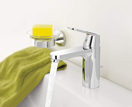GROHE Eurosmart Cosmopolitan, Waschtischarmatur, wassersparend (Wasserhahn für das Bad, Badarmatur mit Zugstangen-Ablauf, 17cm hoch, einfache Installation am Waschbecken), chrom, 23325000