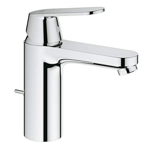 GROHE Eurosmart Cosmopolitan, Waschtischarmatur, wassersparend (Wasserhahn für das Bad, Badarmatur mit Zugstangen-Ablauf, 17cm hoch, einfache Installation am Waschbecken), chrom, 23325000
