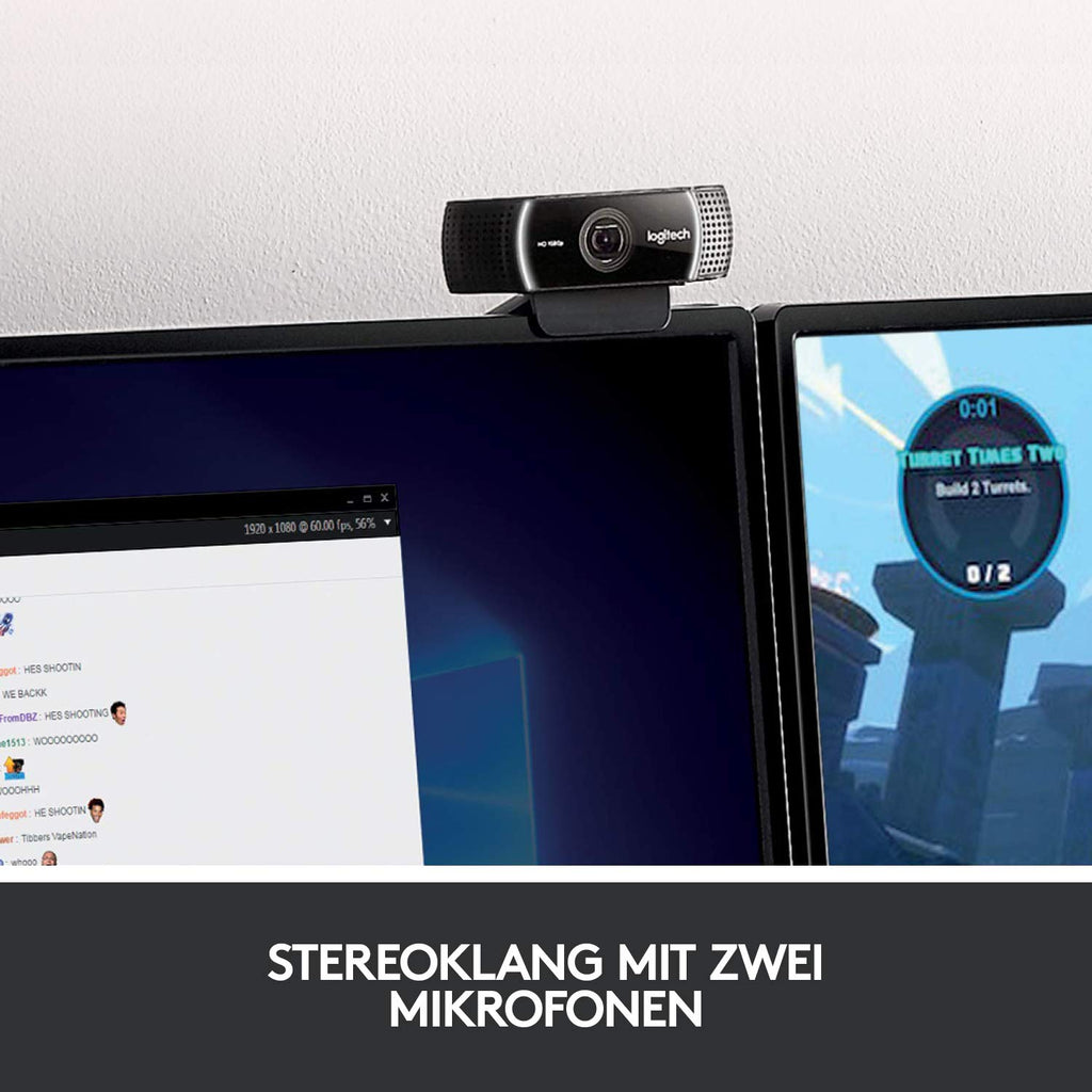 Logitech C922 PRO Webcam mit Stativ
