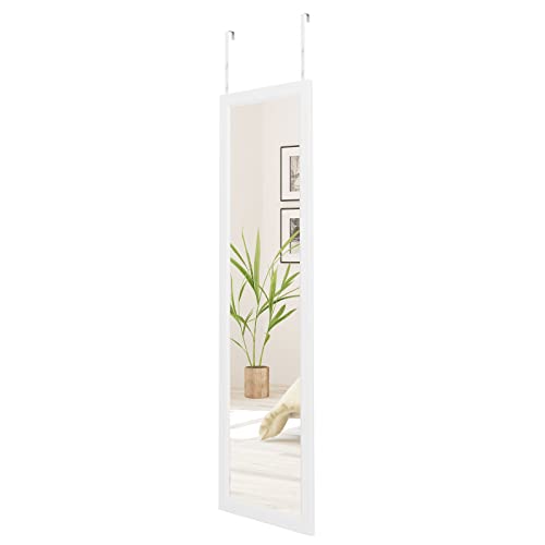 Dripex Wandspiegel 33x119cm Spiegel unbrechbarer Garderobenspiegel Flurspiegel höhenverstellbarer Hängespiegel mit Haken (Weiß)