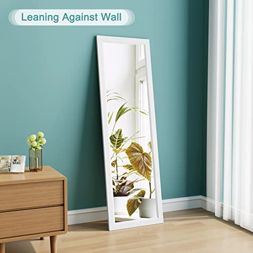 Dripex Wandspiegel 33x119cm Spiegel unbrechbarer Garderobenspiegel Flurspiegel höhenverstellbarer Hängespiegel mit Haken (Weiß)