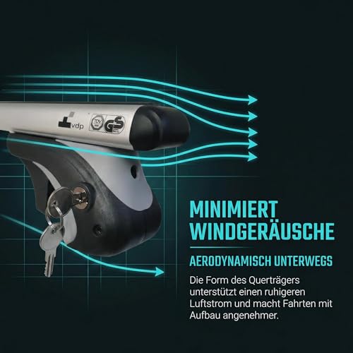 Dachgepäckträger Auto 135cm - Dachträger Universal VDP-R-005 | Auto Dachträger offene Reling | Dachträger für Reling abschließbar | Aluminium Grundträger Dachreling bis 90kg