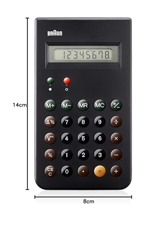 BRAUN BNE 001 BK KULT-TASCHENRECHNER, DIETER RAMS, 8 STELLIGES LCD-DISPLAY INKLUSIVE HARTSCHALEN-SCHIEBECOVER,SCHWARTZ