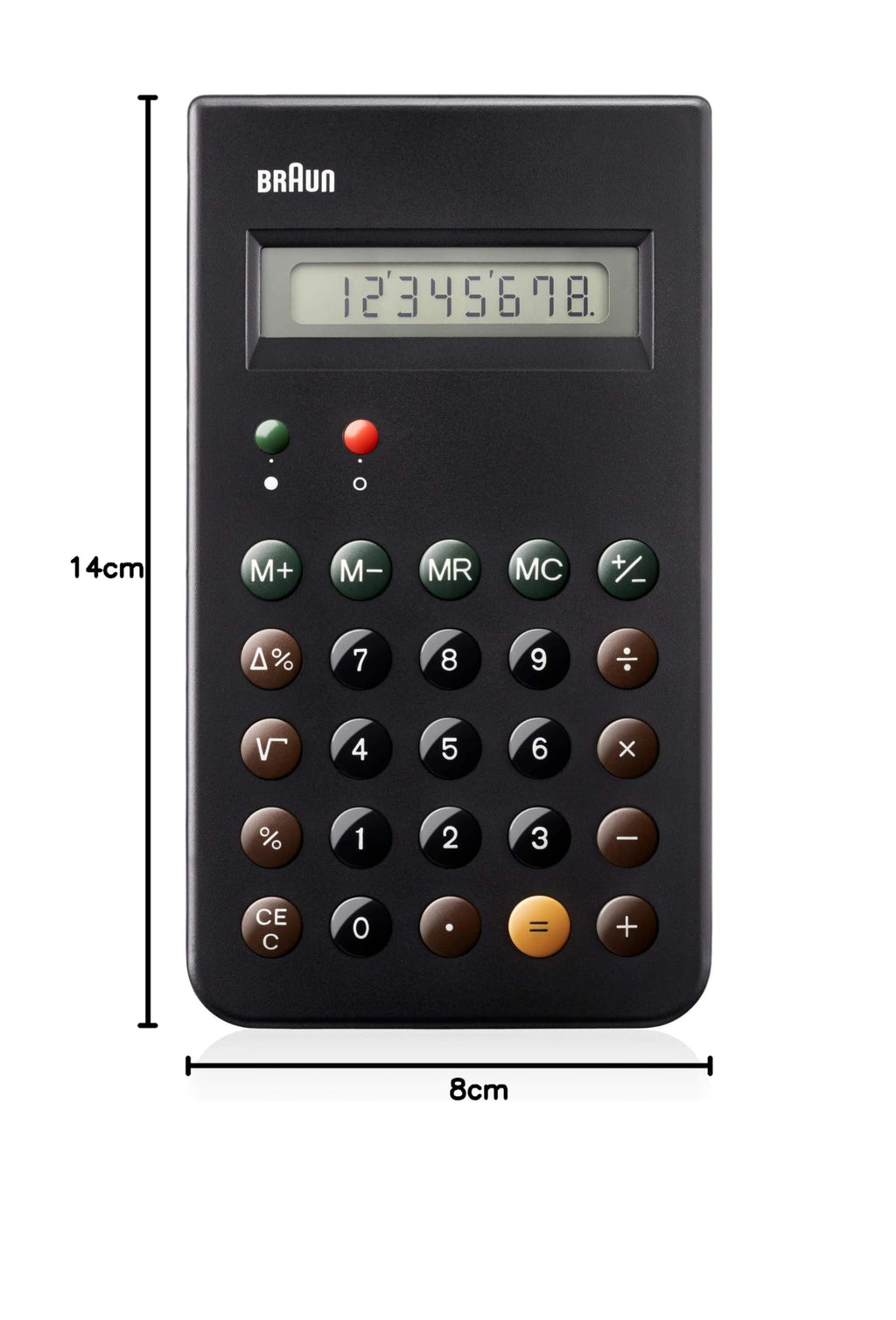 BRAUN BNE 001 BK KULT-TASCHENRECHNER, DIETER RAMS, 8 STELLIGES LCD-DISPLAY INKLUSIVE HARTSCHALEN-SCHIEBECOVER,SCHWARTZ