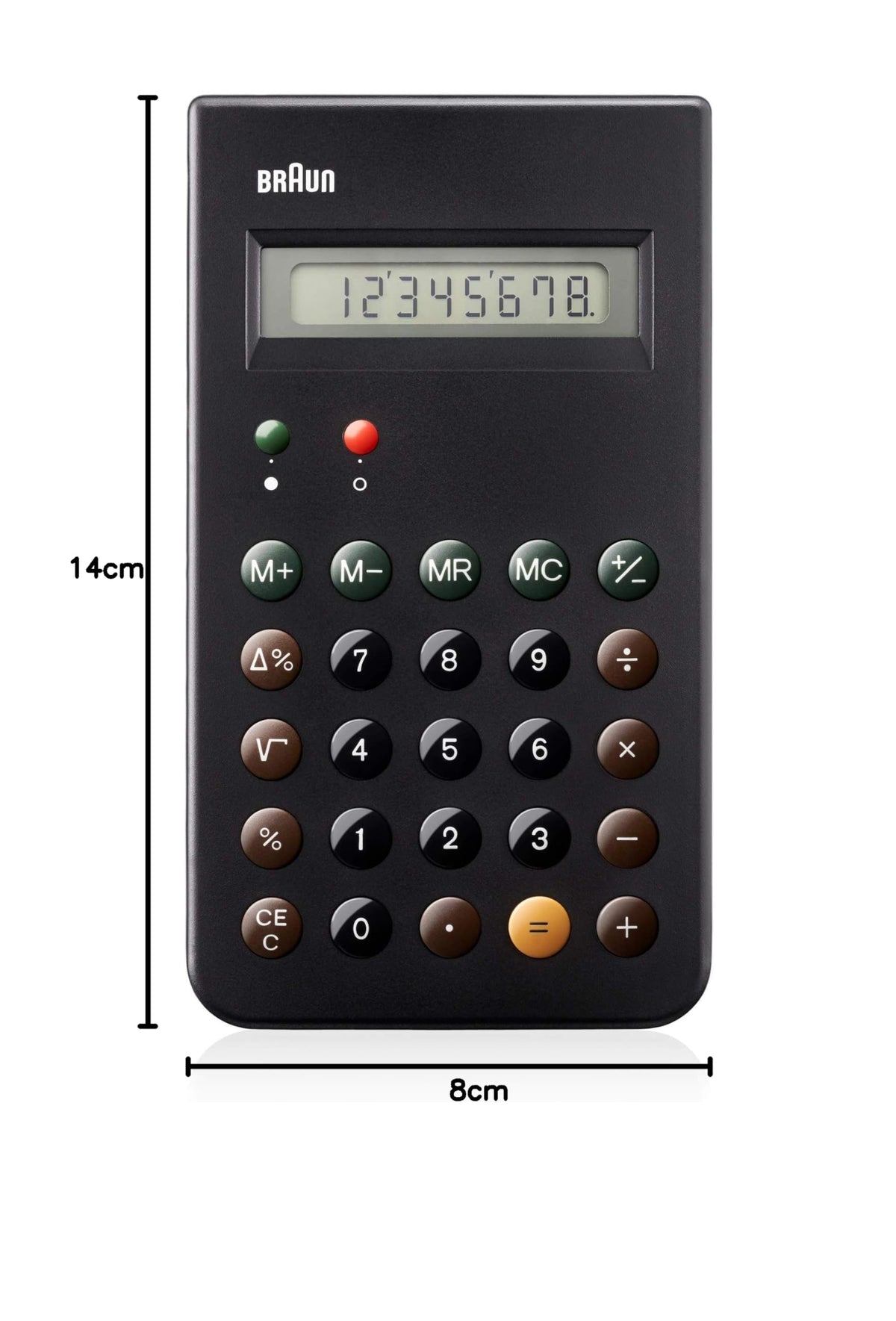 BRAUN BNE 001 BK KULT-TASCHENRECHNER, DIETER RAMS, 8 STELLIGES LCD-DISPLAY INKLUSIVE HARTSCHALEN-SCHIEBECOVER,SCHWARTZ