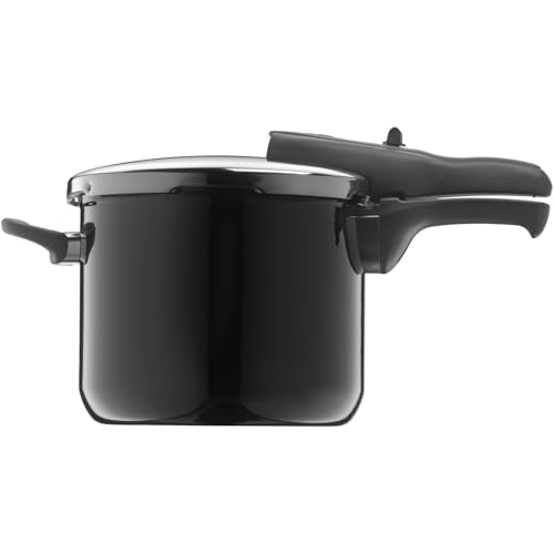 Silit Sicomatic t-plus Schnellkochtopf 6,5l, Schnelltopf 22 cm, Silargan Funktionskeramik, Induktion, 3 Kochstufen, Einhand-Drehregler, schwarz