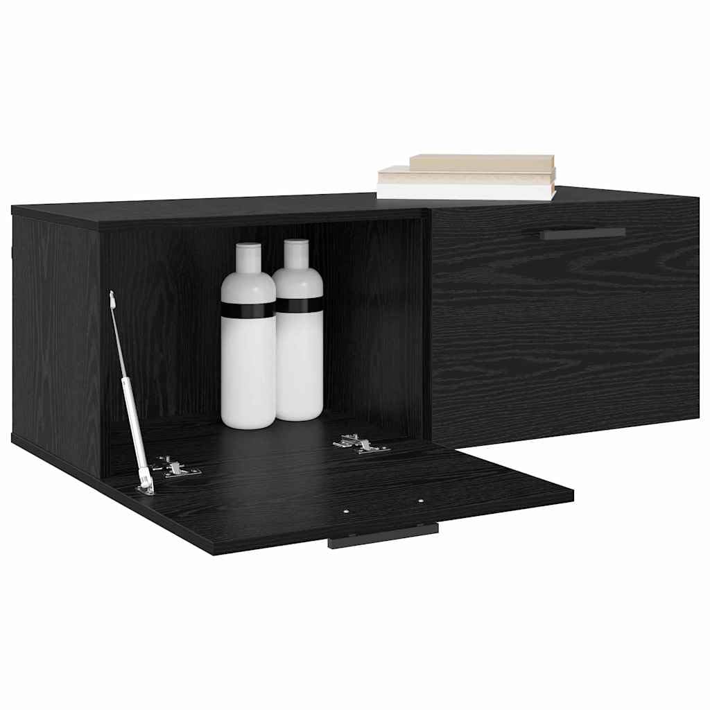 Wandschrank Schwarz Eiche 100x36x35 cm Holzwerkstoff Wandboard mit Staufächern Modernes Design Robust & Langlebig für Bad Schlafzimmer Flur & Home-Office