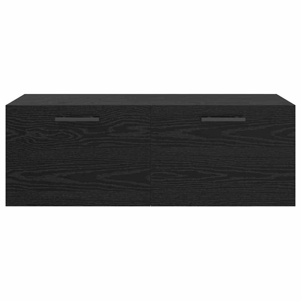 Wandschrank Schwarz Eiche 100x36x35 cm Holzwerkstoff Wandboard mit Staufächern Modernes Design Robust & Langlebig für Bad Schlafzimmer Flur & Home-Office