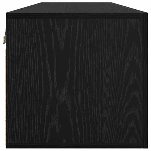 Wandschrank Schwarz Eiche 100x36x35 cm Holzwerkstoff Wandboard mit Staufächern Modernes Design Robust & Langlebig für Bad Schlafzimmer Flur & Home-Office