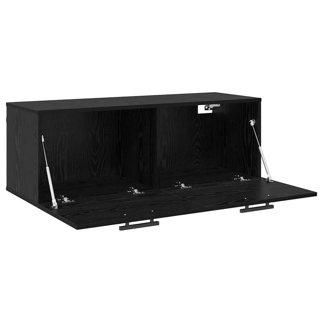 Wandschrank Schwarz Eiche 100x36x35 cm Holzwerkstoff Wandboard mit Staufächern Modernes Design Robust & Langlebig für Bad Schlafzimmer Flur & Home-Office