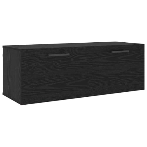 Wandschrank Schwarz Eiche 100x36x35 cm Holzwerkstoff Wandboard mit Staufächern Modernes Design Robust & Langlebig für Bad Schlafzimmer Flur & Home-Office