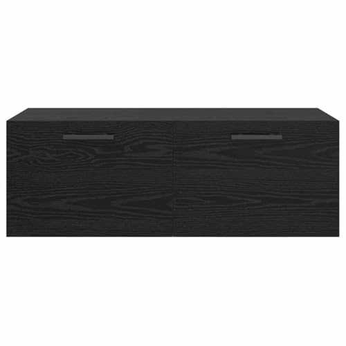 Wandschrank Schwarz Eiche 100x36x35 cm Holzwerkstoff Wandboard mit Staufächern Modernes Design Robust & Langlebig für Bad Schlafzimmer Flur & Home-Office