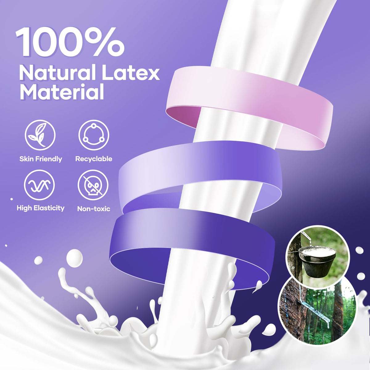 Fokky Fitnessbänder [5er Set], 100% Naturlatex Resistance Bands