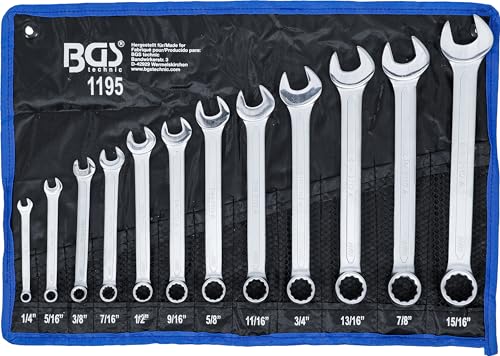 BGS 1195 | Maul-Ringschlüssel-Satz | Zollgrößen SW 1/4" - 15/16" | 12-tlg.