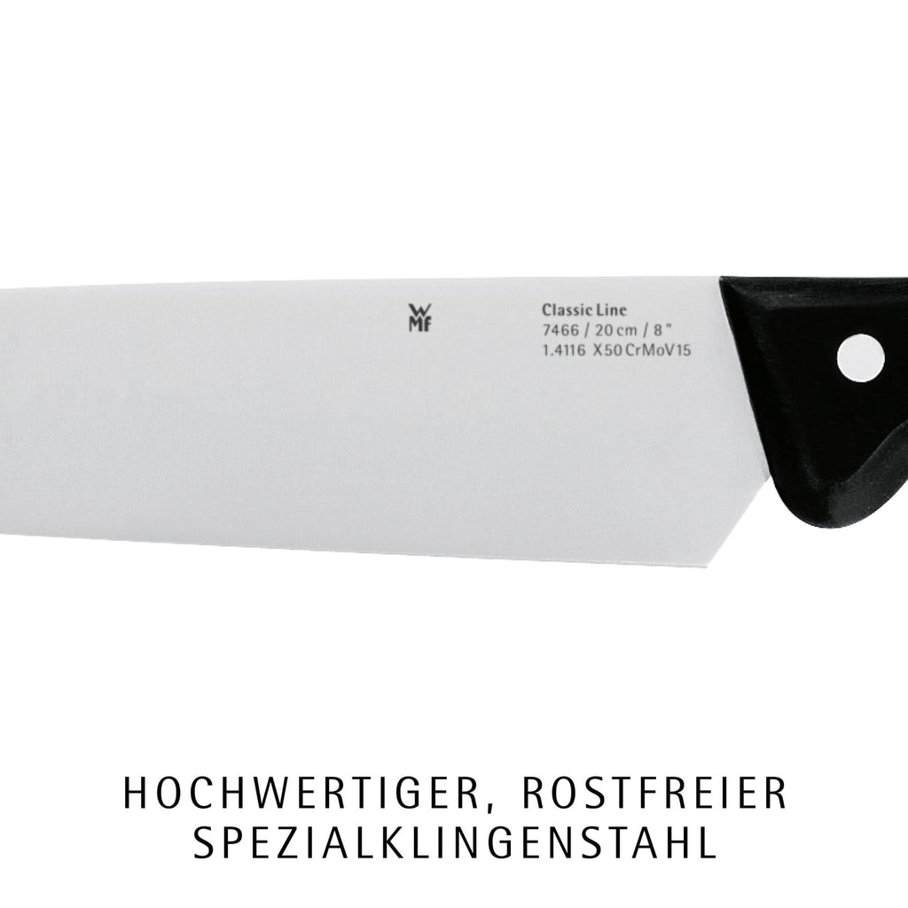 WMF Classic Line Messerblock mit Messerset 7-teilig, bestückt, 5 Messer, Wetzstahl, Buchenholz-Block, Spezialklingenstahl, schwarz