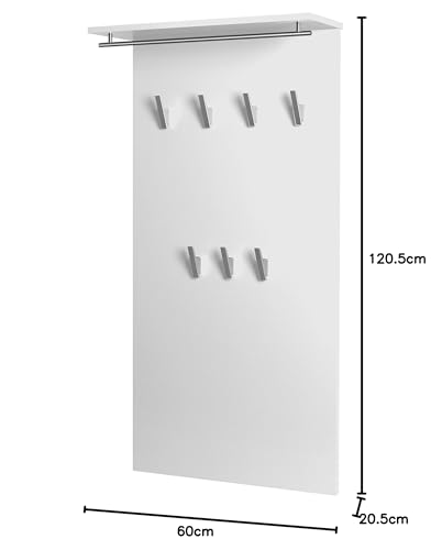 Schildmeyer 133486 Brisbane Garderobe, 60.0 x 20.5 x 110.5 cm, Weiß Glanz