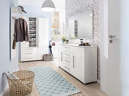 Schildmeyer 133486 Brisbane Garderobe, 60.0 x 20.5 x 110.5 cm, Weiß Glanz