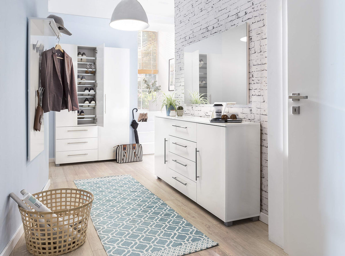 Schildmeyer 133486 Brisbane Garderobe, 60.0 x 20.5 x 110.5 cm, Weiß Glanz