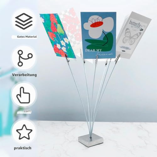 Sporgo Fotohalter Memo Clip Halter: Postkartenhalter Photocard Holder, Fotohalter Schreibtisch Memo Clip mit Klammern, Memohalter für Hochzeit, Büro, Dekoration, Party (8 Clips)