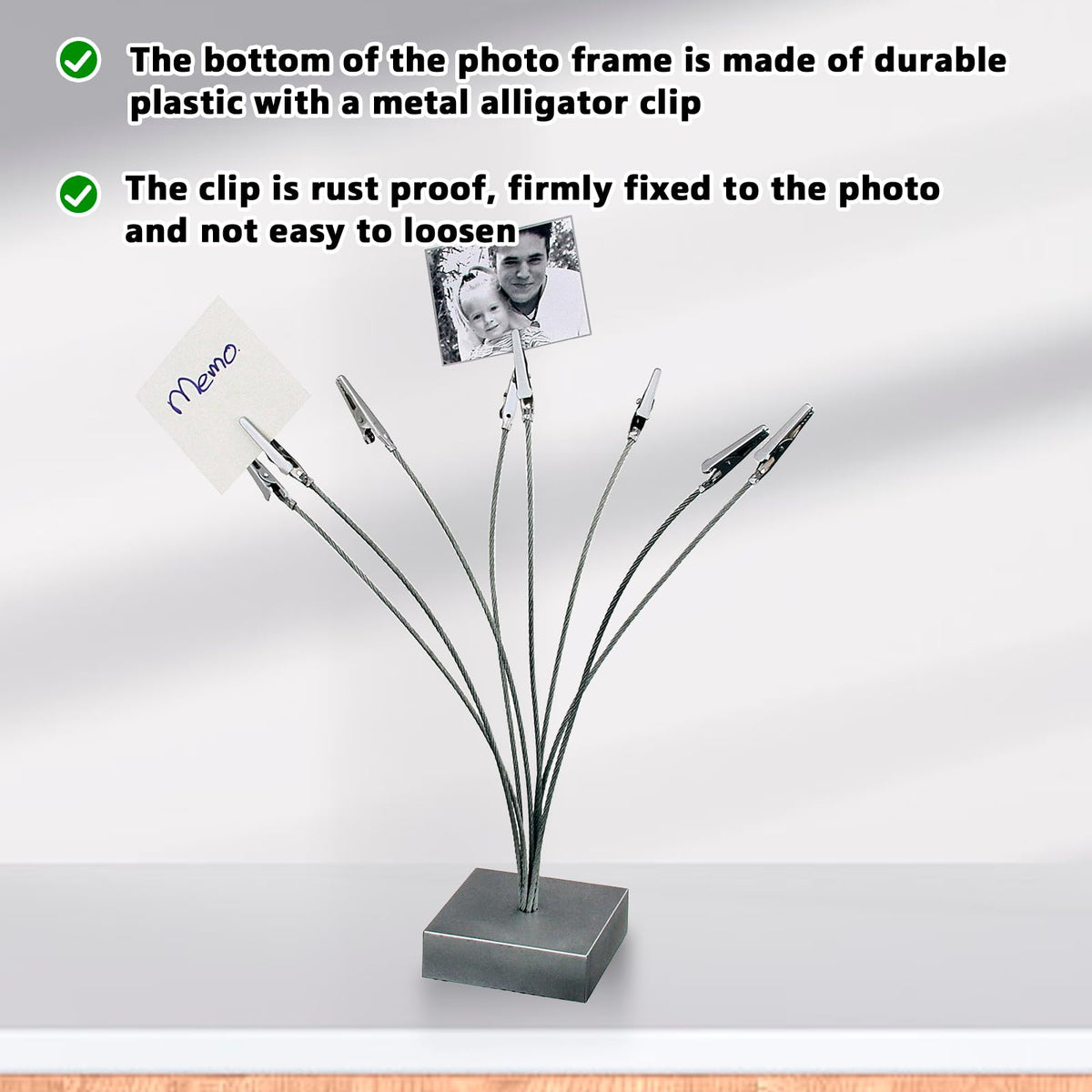 Sporgo Fotohalter Memo Clip Halter: Postkartenhalter Photocard Holder, Fotohalter Schreibtisch Memo Clip mit Klammern, Memohalter für Hochzeit, Büro, Dekoration, Party (8 Clips)