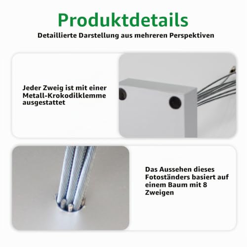 Sporgo Fotohalter Memo Clip Halter: Postkartenhalter Photocard Holder, Fotohalter Schreibtisch Memo Clip mit Klammern, Memohalter für Hochzeit, Büro, Dekoration, Party (8 Clips)