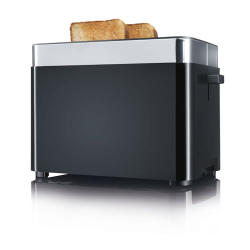 GRAEF Toaster TO62 Schwarz 2-Scheiben Toaster mit Brötchenaufsatz, Sicherheitsabschaltung, Brotscheibenzentrierung und Krümelschublade