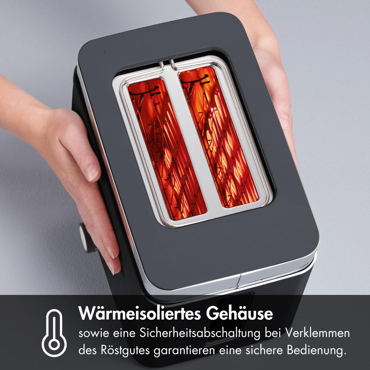 GRAEF Toaster TO62 Schwarz 2-Scheiben Toaster mit Brötchenaufsatz, Sicherheitsabschaltung, Brotscheibenzentrierung und Krümelschublade