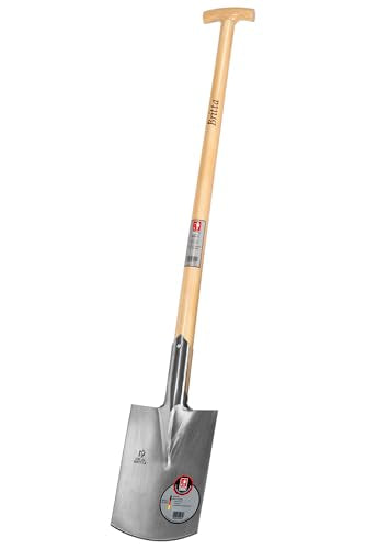 IDEAL-BRITTA-Spaten Gärtner Form | feinpoliertes Blatt | ohne Tritt Eschen T-Stiel | 85cm | Gartenspaten, Damenspaten | extra leicht, extra klein
